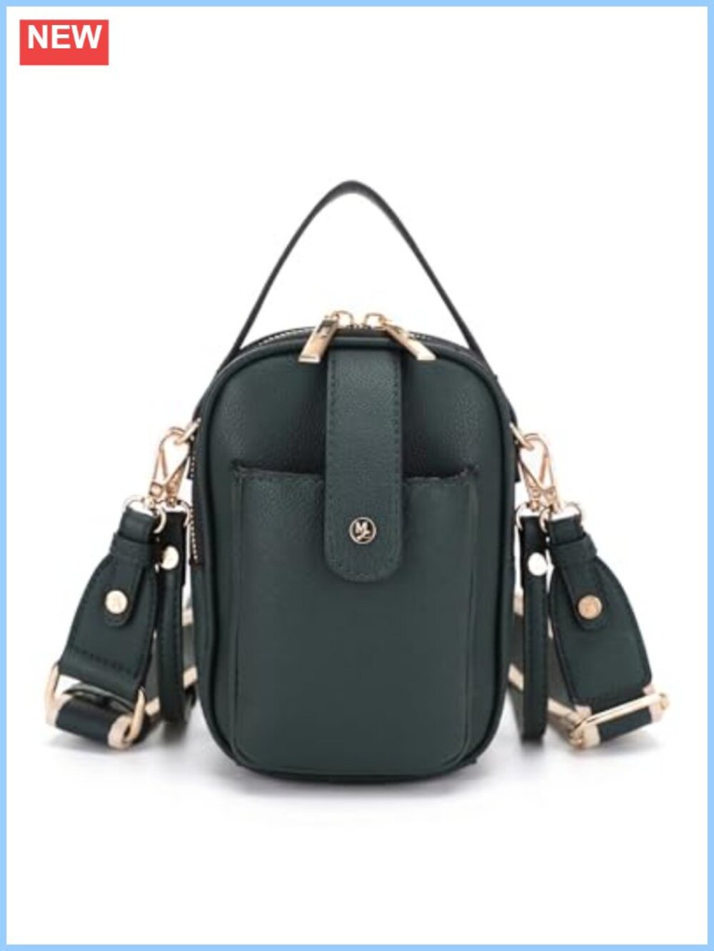 Vegan Leather Crossbody Bag Multi Compartment Detachable Strap